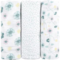Emma & Noah Mullwindeln 3er Set Blumen Mint 70 X 70 Cm
