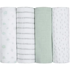 Emma & Noah Mullwindeln 4er Set Punkte Mint 70 X 70 Cm