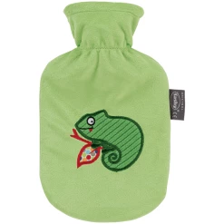 Fashy® Wärmflasche 0,8L Mit Flauschbezug Camäleon Grün
