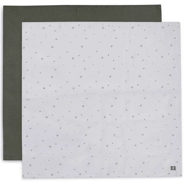 Jollein Mulltuch Schmusedecke Musselin 115x115cm 2er-Pack Stargaze Leaf Green 1 Jollein Mulltuch Schmusedecke Musselin 115x115cm 2er-Pack Stargaze Leaf Green