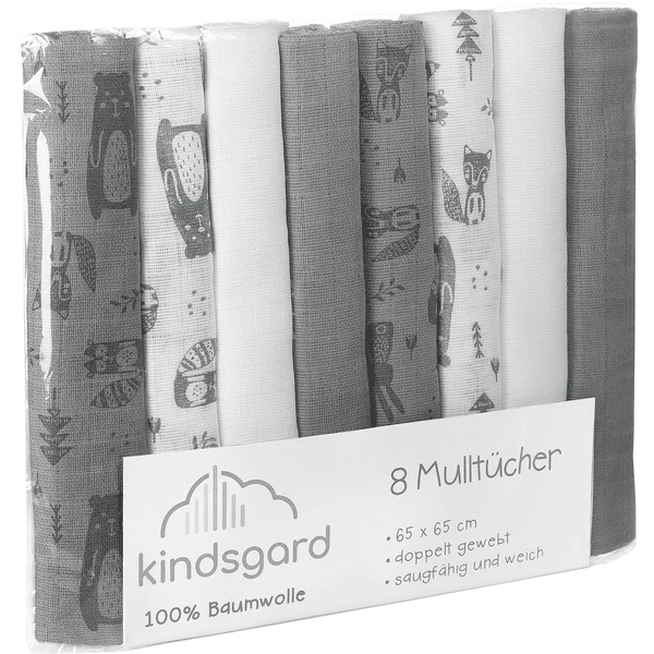 Kindsgard Mullwindeln Bovbov 8er-Pack Grau 1 Kindsgard Mullwindeln Bovbov 8er-Pack Grau