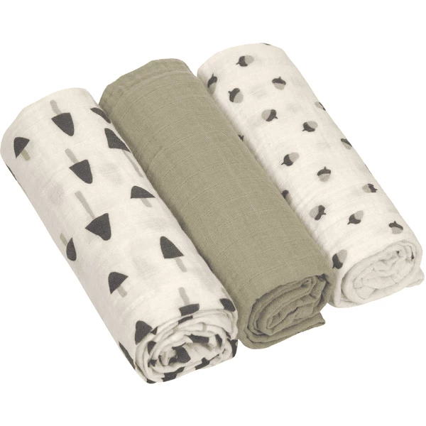 LÄSSIG Mulltücher L 3er Pack Little Forest Olive 85 X 85 Cm 1 LÄSSIG Mulltücher L 3er Pack Little Forest Olive 85 X 85 Cm