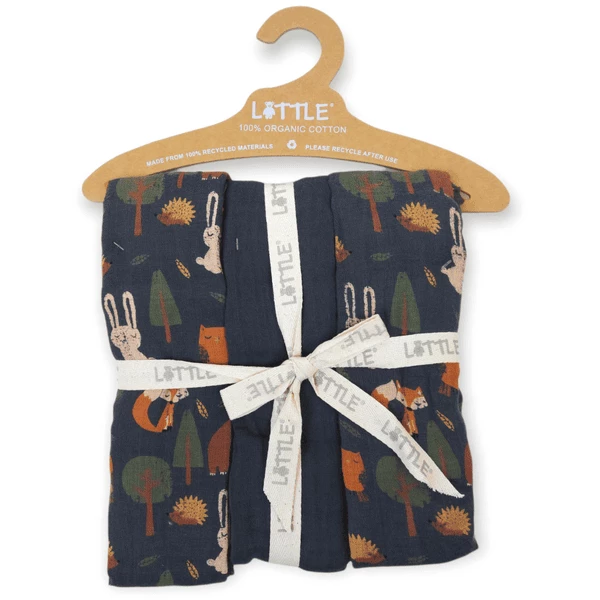 LITTLE Mullwindeln 3er Pack Organic Forest Blaugrau 1 LITTLE Mullwindeln 3er Pack Organic Forest Blaugrau