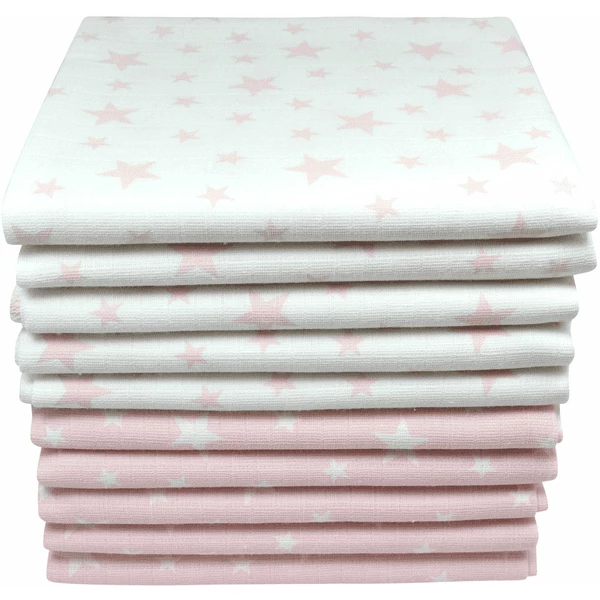 M.M.C. Mullwindel 10 PACK Sterne 80x70 Cm Mulltücher 5 Rosa, 5 Weiß 2 M.M.C. Mullwindel 10 PACK Sterne 80x70 Cm Mulltücher 5 Rosa, 5 Weiß – Bild 2