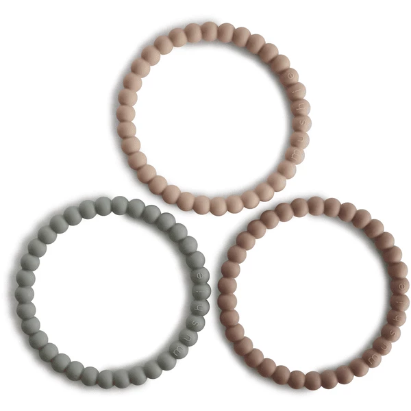 Mushie Beißring Perlen-Armband, Clary Sage/Tuscany/Desert Sand, 3 Stück 1 Mushie Beißring Perlen-Armband, Clary Sage/Tuscany/Desert Sand, 3 Stück