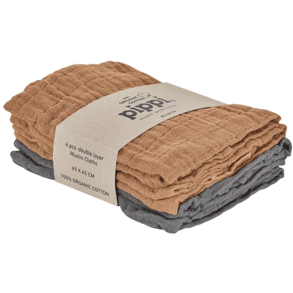 Pippi Muslin Tücher 4er Pack Indian Tan 1 Pippi Muslin Tücher 4er Pack Indian Tan