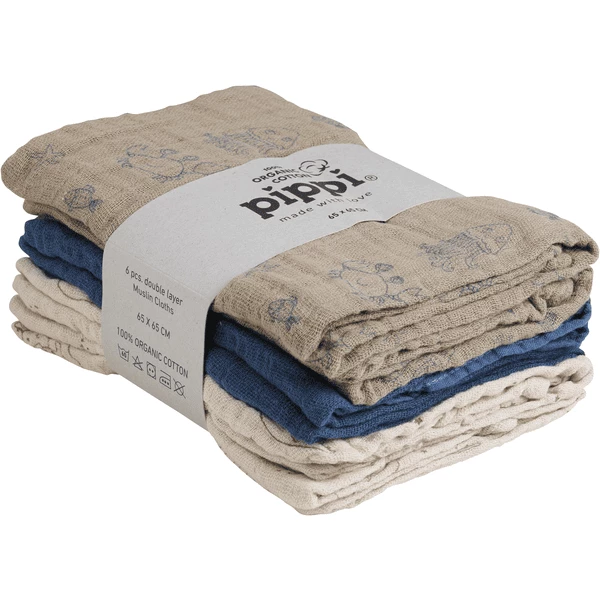 Pippi Muslin Tücher 6er Pack China Blue 1 Pippi Muslin Tücher 6er Pack China Blue