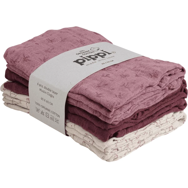 Pippi Muslin Tücher 6er Pack Old Rose 1 Pippi Muslin Tücher 6er Pack Old Rose