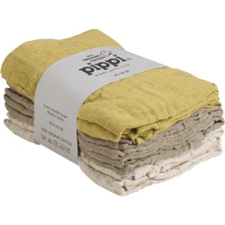 Pippi Muslin Tücher 6er Pack Rattan