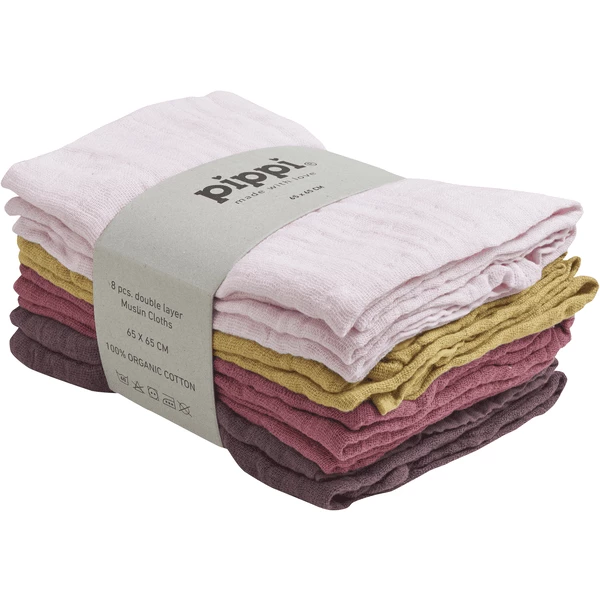 Pippi Muslin Tücher 8er Pack Chalk Pink 1 Pippi Muslin Tücher 8er Pack Chalk Pink