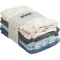 Pippi Muslin Tücher 8er-Pack Gray Mist