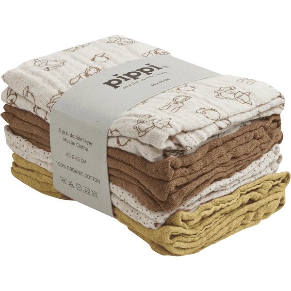 Pippi Muslin Tücher 8er-Pack Lion 1 Pippi Muslin Tücher 8er-Pack Lion